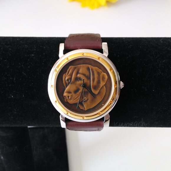 Franklin Mint Men’s Wristwatch 90s Unisex Labrador Retriever Sporting Companion - Picture 11 of 12